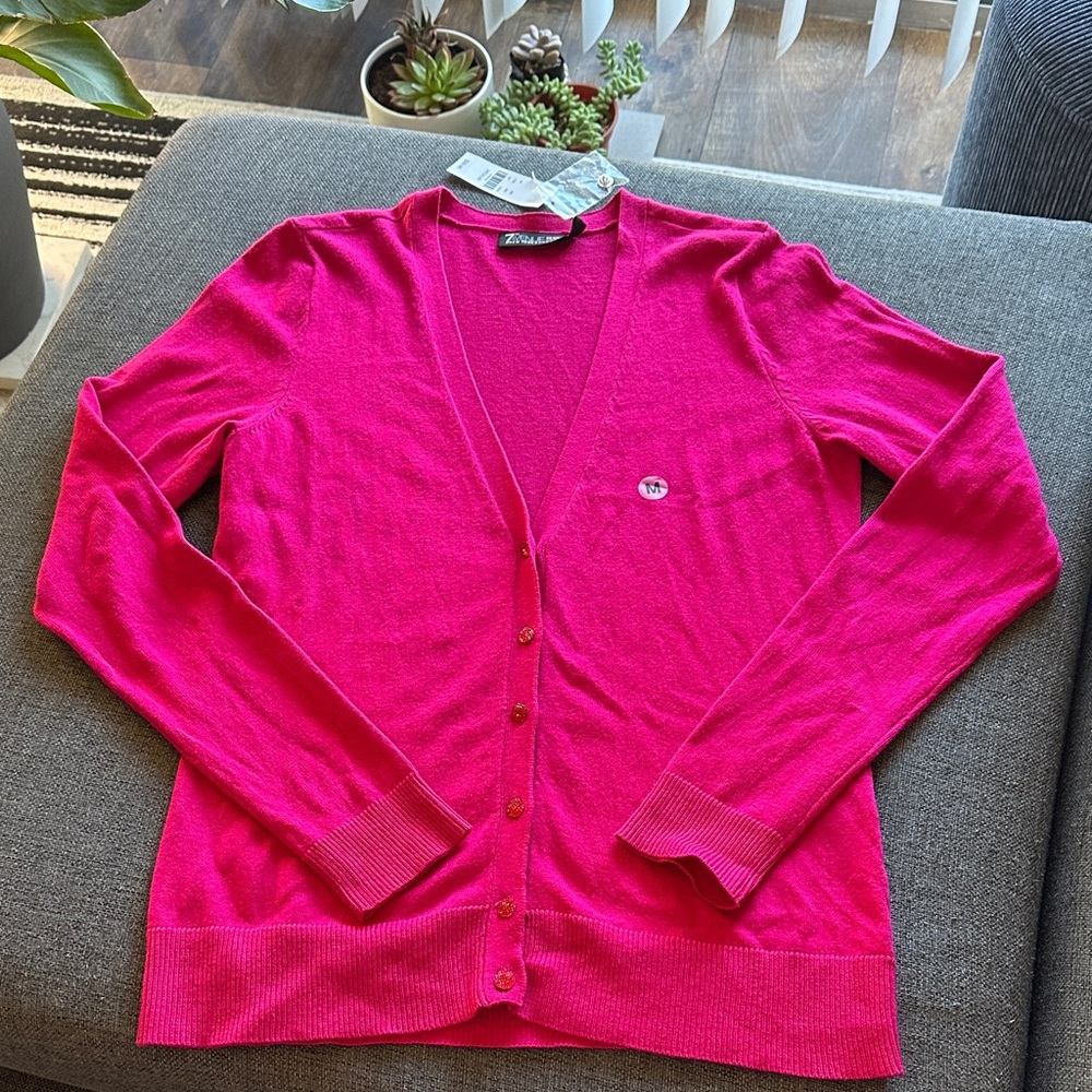 NWT Vibrant Pink Cardigan Sweater